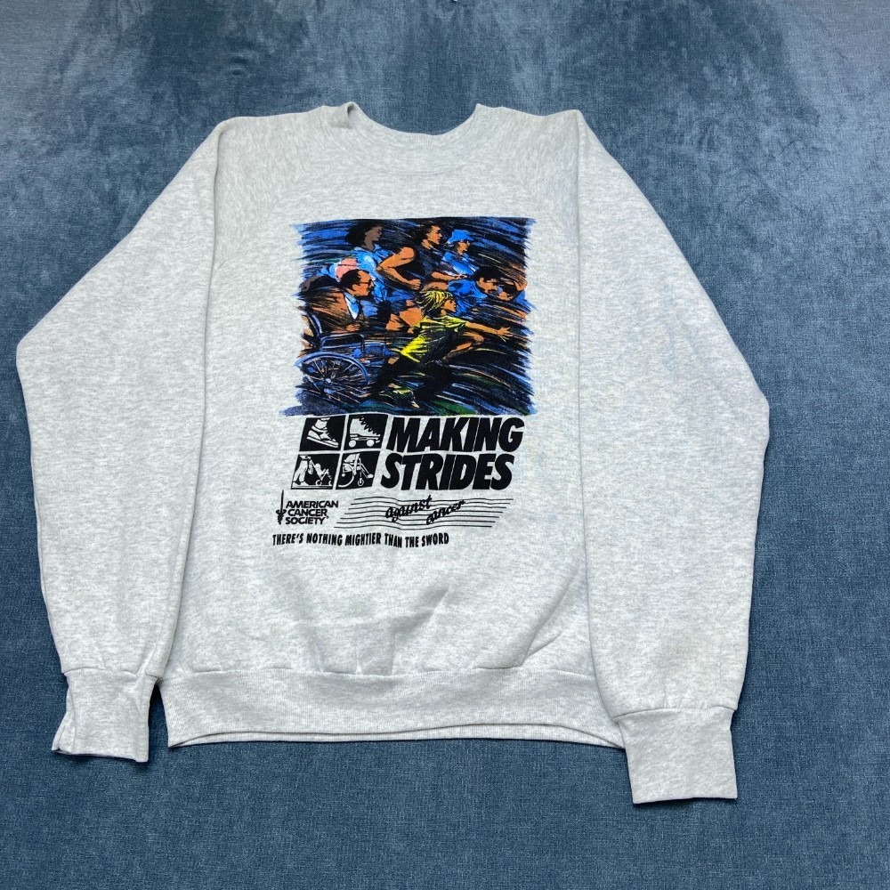 VTG American Cancer Society Sweatshirt Men Adult Large Gray Cotton